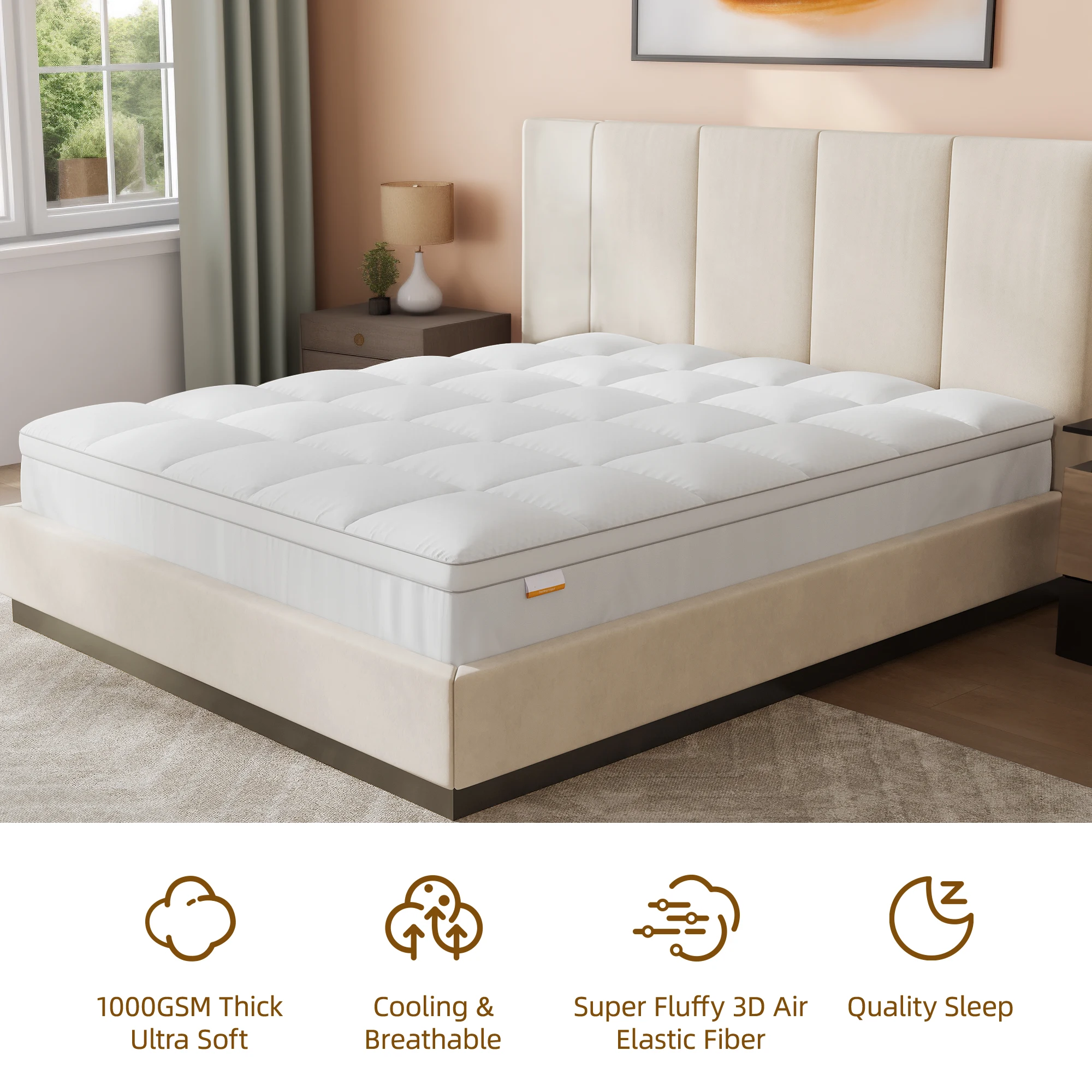 Thick Mattress Pad Quilted Mattress Topper Cover Soft Anti-slip bottom Twin Full Queen King Size