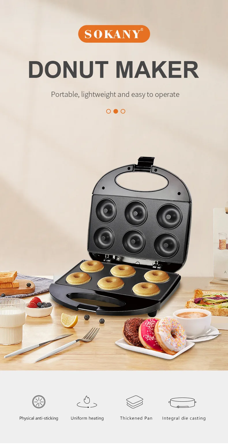 Houselin Mini Donuts Machine 220V Donut Maker Machine DIY Home Use Mini Doughnut  Maker Free Shipping Double-sided Heating