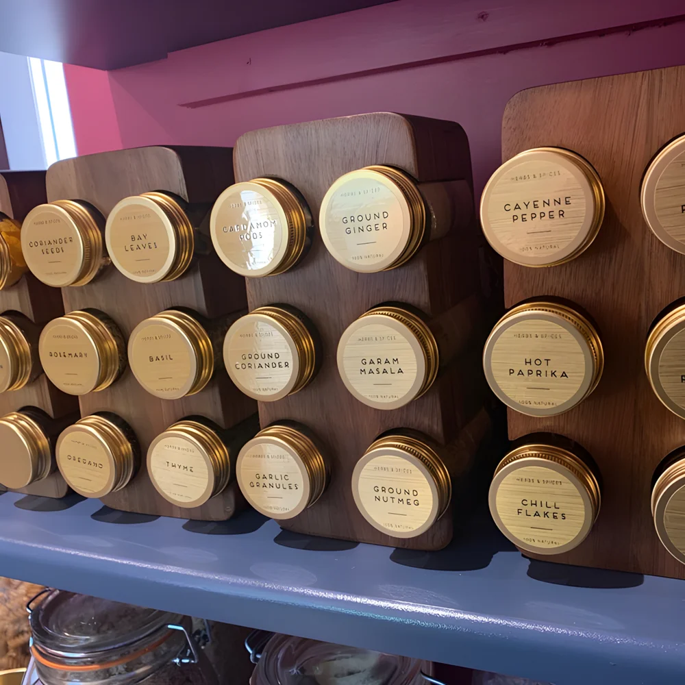 Gold Metallic Herbs and Spice Labels-List-Waterproof labels Water and Oil Resistant sizes