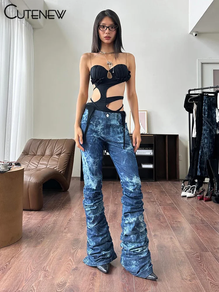 Bodys calados para mujer, sexys, con lazos, sin mangas, espalda descubierta, ajustados, con volantes, impresionantes, de verano, nuevos monos