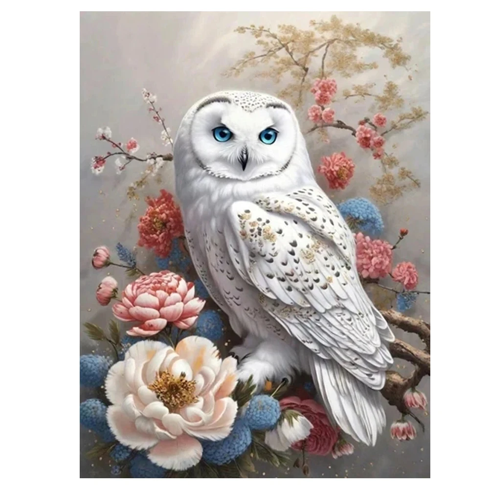 5D Diamond Painting Animal Snow White Owl Flower Mosaic Rhinestone Embroidery Kit Cross stitch Living Room Art Decor Y1435