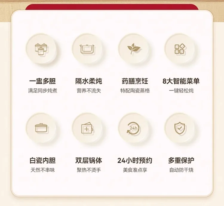 Description Picture 5 of item220V Automatic Ceramic Electric Stew Pot Large Capacity Double Ceramic Slow Cooker for Home Soup Making