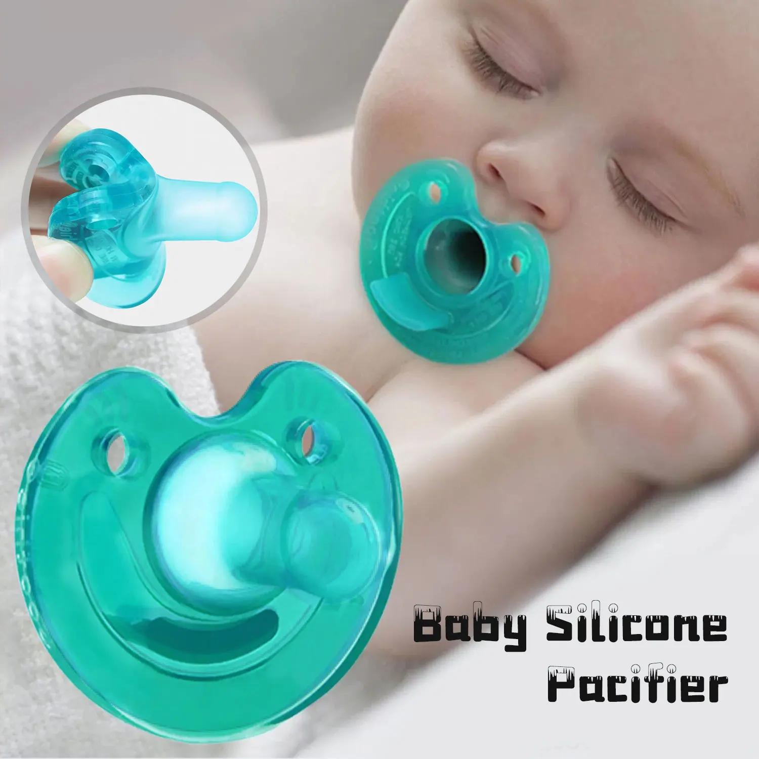 0-3 Years Silicone Round Pacifier Baby Teether Shape Silicone Pacifier Bisphenol Free Gift for Newborns