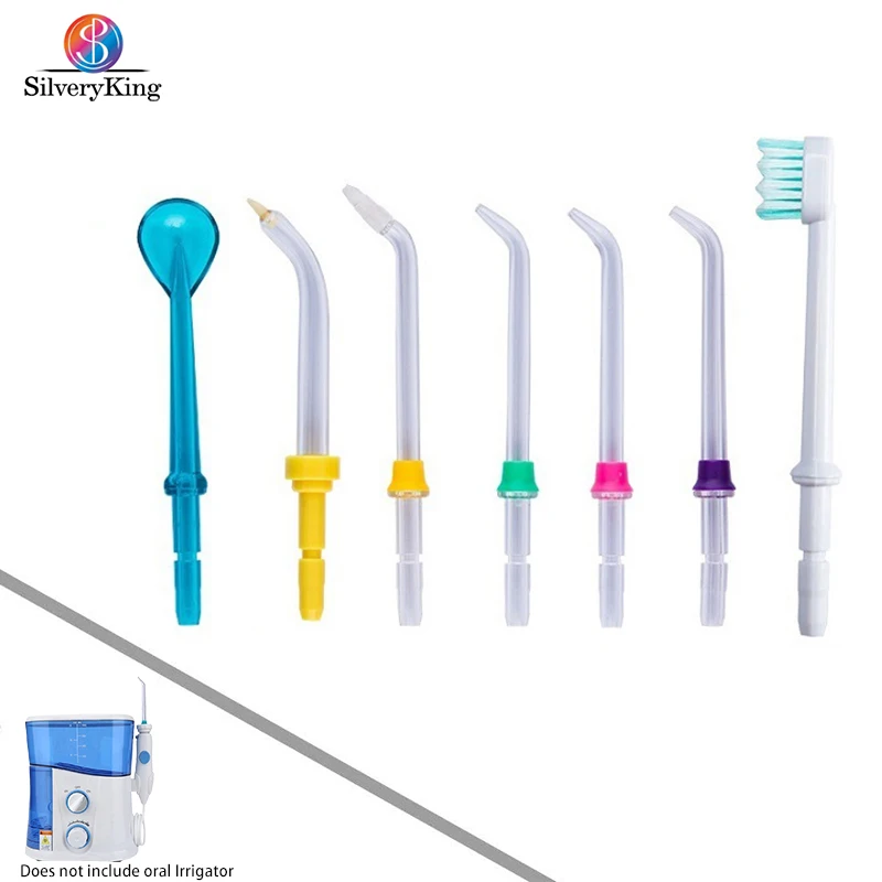 7 Pieces Replacement Nozzles 5 Different Types Oral Irrigator Parts Water Flosser Jet Tips Tooth Cleaning For Braces Oral Care 15pcs interdental brush tooth floss tooth cleaning tool l shape toothpick dental flosser toothpick cleaners