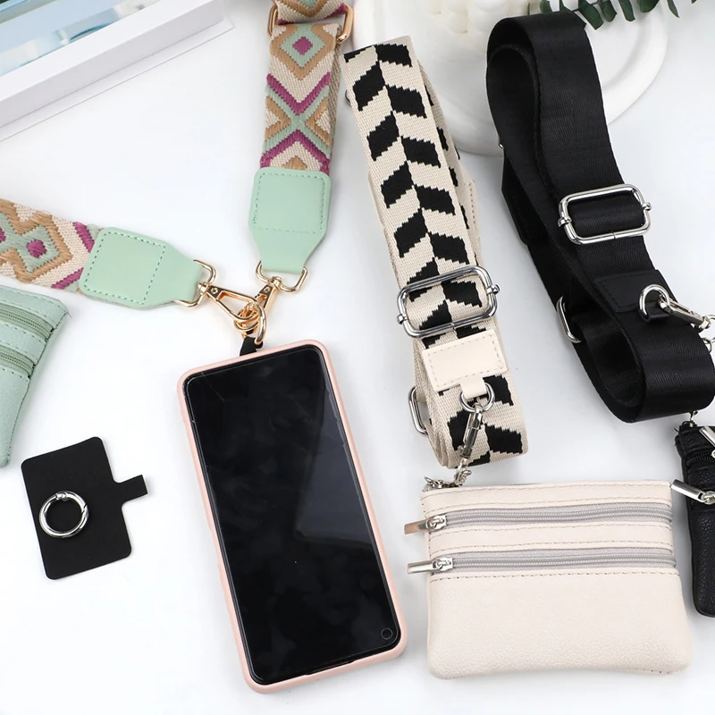 Mobile phone lanyard crossbody bag,with zippered leather wallet bag, Adjustable Fashion Cellphone Lanyard 3
