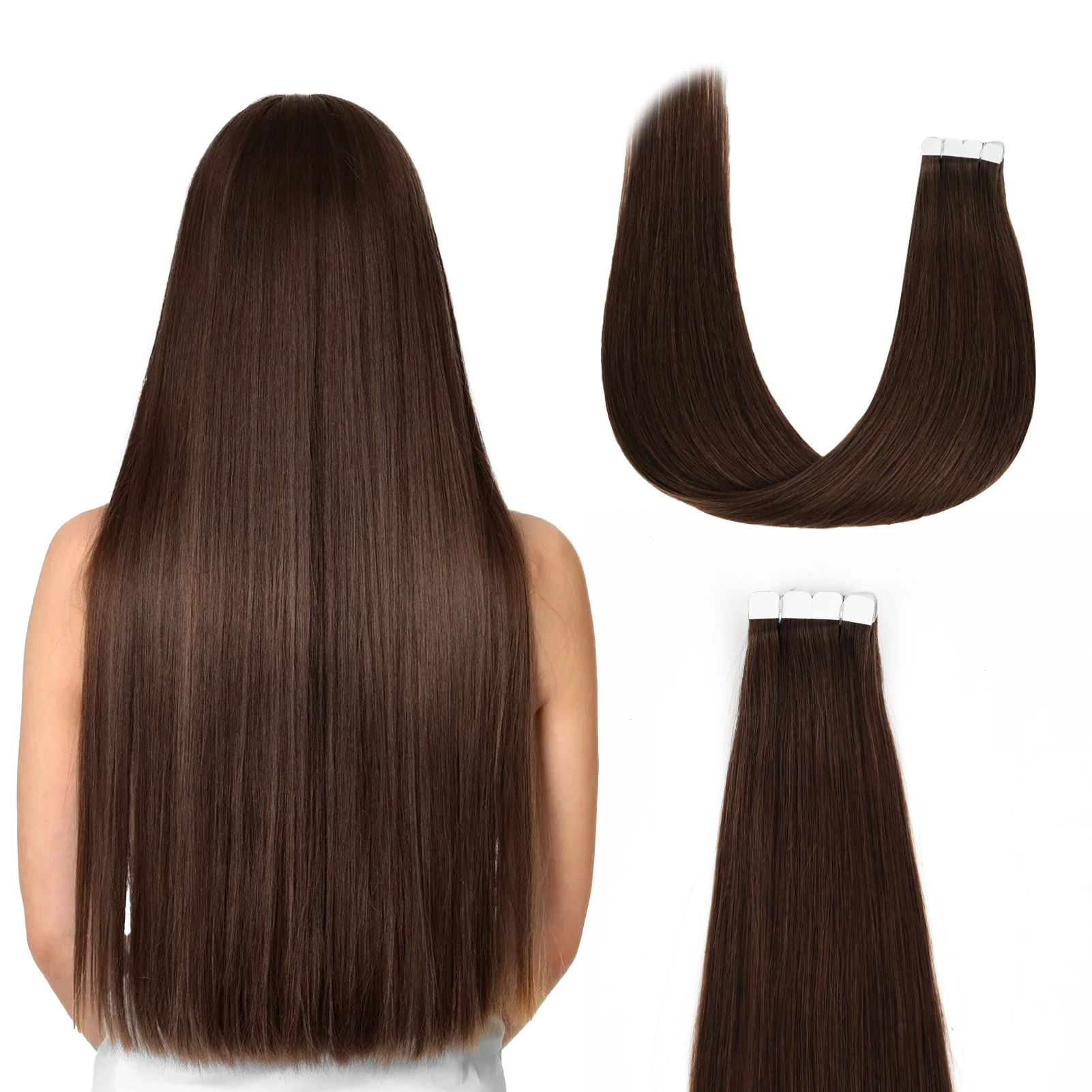 AW 12''-24'' Tape In Human Hair Extensions Natural Hair Extensions Seamless Skin Weft Machine Remy Balayage Adhesive Tape Ins