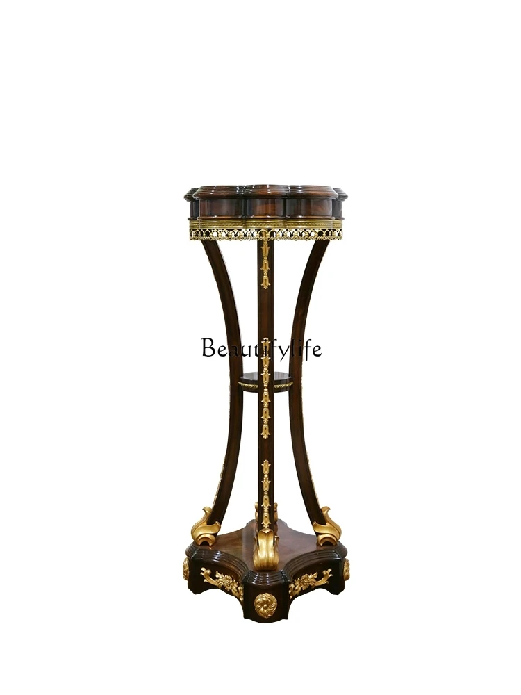 

British-Style Alexander Villa Living Room Corner Flower Stand European-Style Classical Mahogany Decoration Shelf