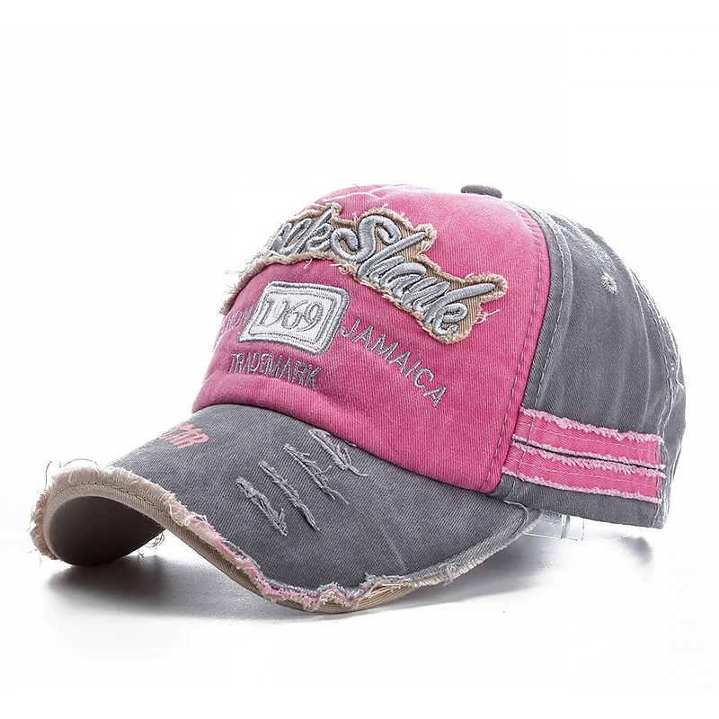 ◆AAKAM◆ Washed Cotton Ball Cap Pink Vintage Year Washed Cotton Casual Adjustable Baseball Cap