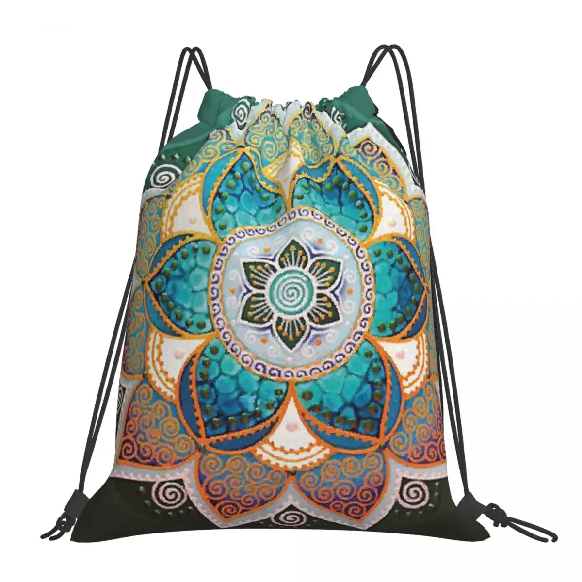 

Mandala, Flower, Wealth, Health, Harmony Backpacks Drawstring Bags Drawstring Bundle Pocket Sundries Bag BookBag For Man Woman