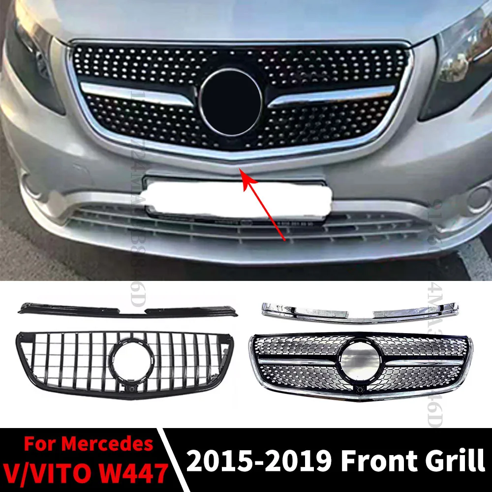 Silber Diamant Grill Kühlergrill Front Grill für Mercedes Vito W447  2014-2019