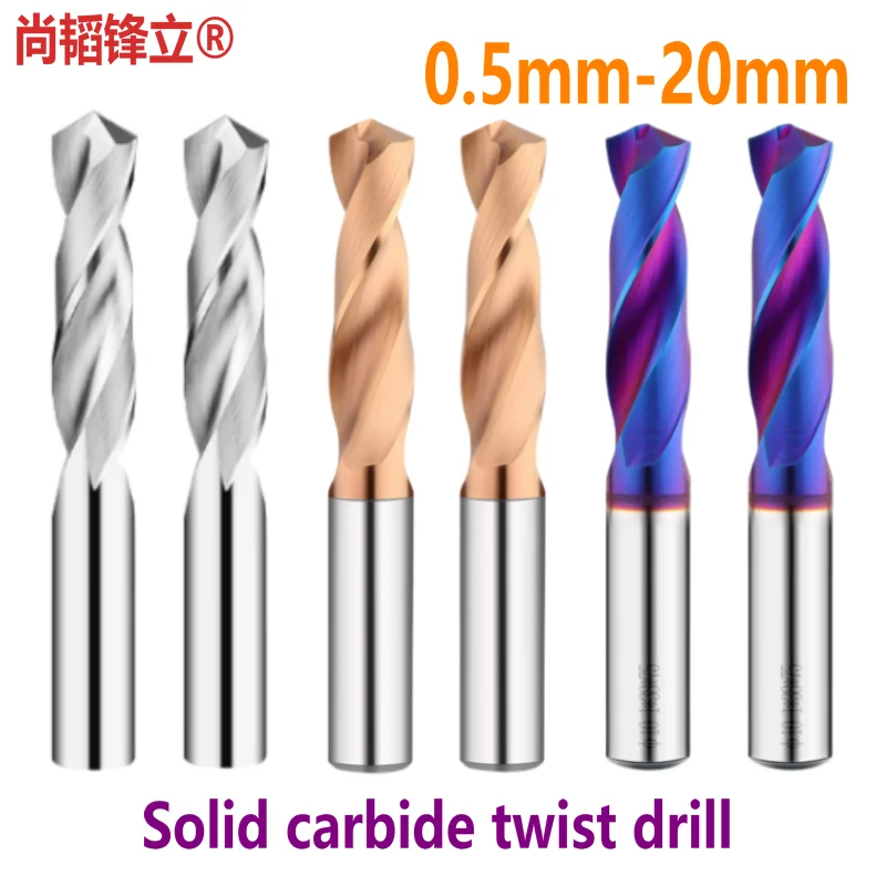 Trapano Elicoidale Con Gambo Dritto In Acciaio Al Tungsteno Integrale 0.5Mm 4Mm 5.0Mm 6.0Mm 8.5Mm Centro Di Lavoro Cnc In Alluminio Rivestito Blu