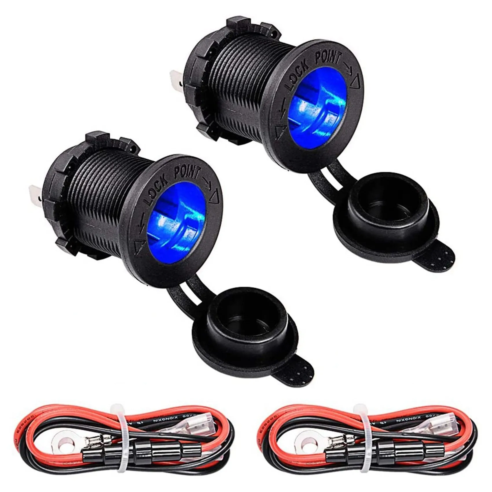 

2 Pack Charger Lighter with Blue LED Indicator, Car Lighter Charger Socket 0.6 M Connection Cable Car Marine