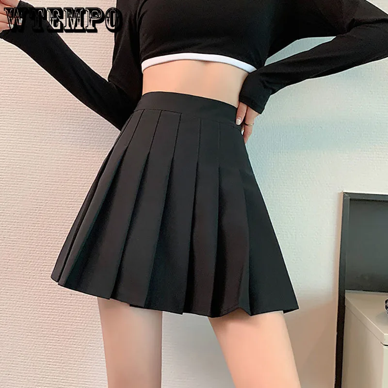 Faldas plisadas de moda para mujer, minifalda informal ajustada de fiesta, color negro, faldas cortas de uniforme escolar para niña, venta al por mayor| | -