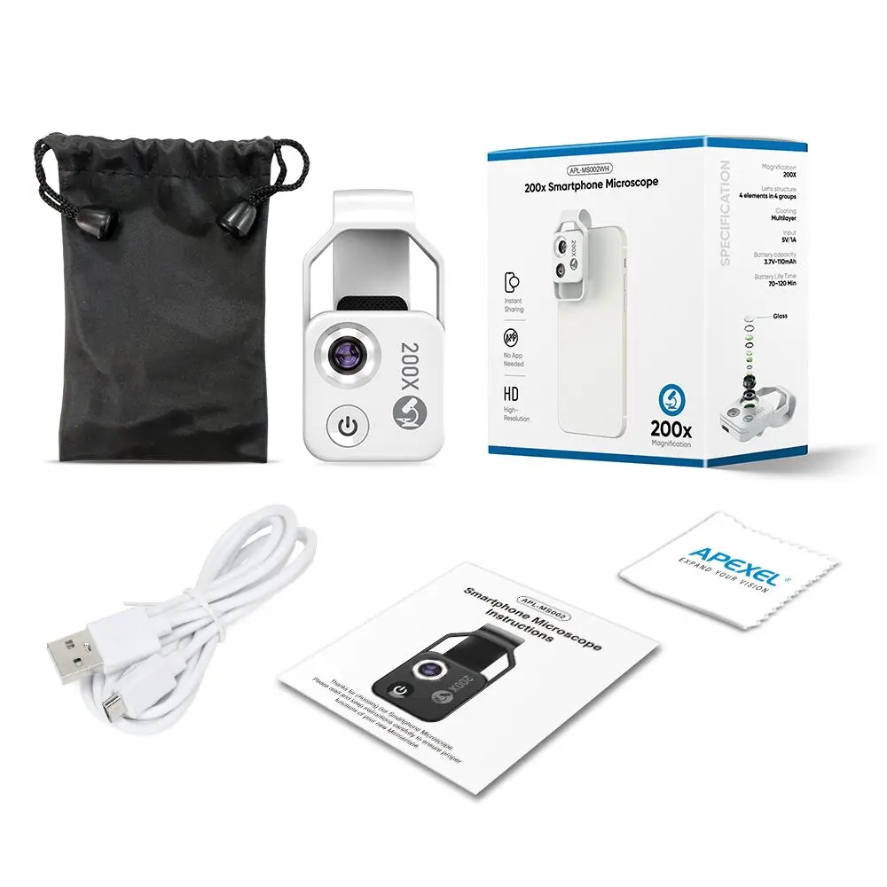 Professional 200X Phone Microscope Lens with Clip for Detailed Observations and Appraisals
