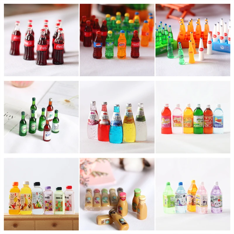 5pcs Dollhouse Miniature Mini Simulation Beer Cans Wink Drink Bottle Play Food Micro Landscape Doll Kithcen Food Toy Accessories