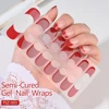 French UV Semi-Cured Gel Nail Wraps Sticker 16Strips Long Lasting Full Cover LED Lamp Gel Cured Slider Decals For Nail Extension 4