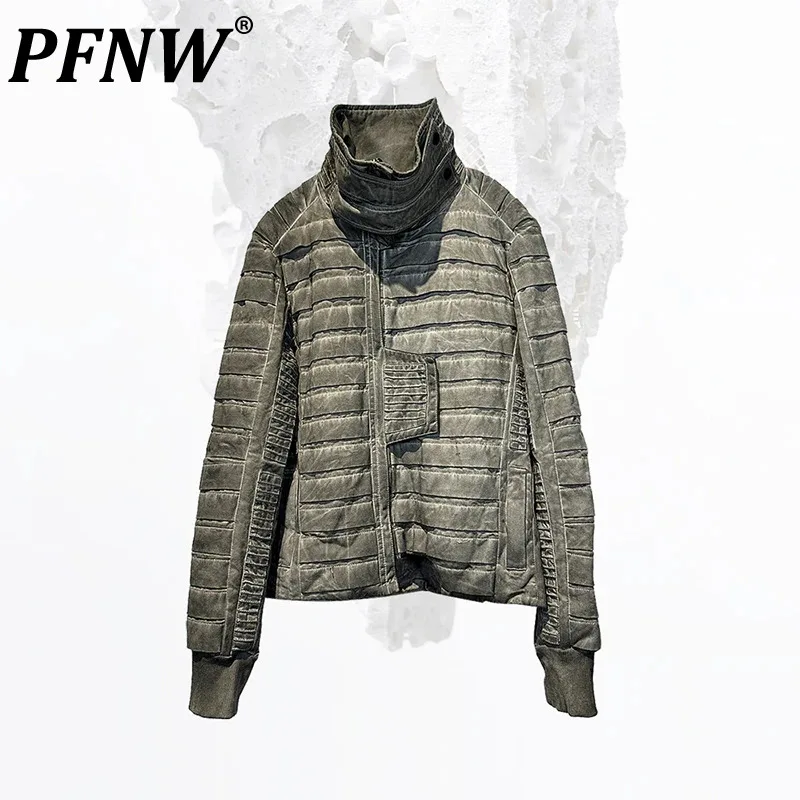 

Мужская Асимметричная мотоциклетная куртка PFNW, винтажная хлопковая куртка в стиле панк с завязками, 12Z5331