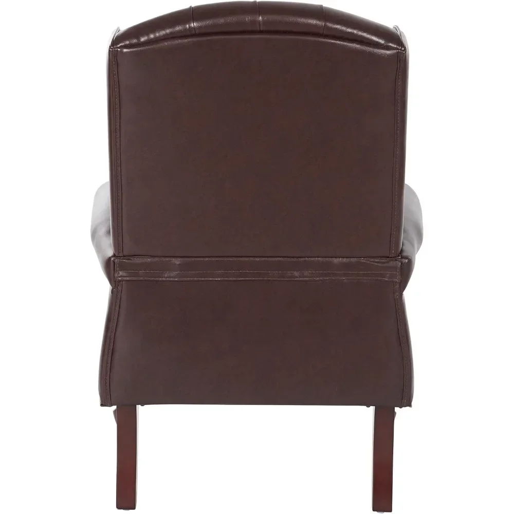 Traditional Queen Anne Style Chair with Thick Padded Seat and Lumbar Support Back with Royal Cherry Finish Wood Legs,Oxblood 6