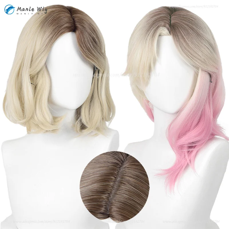 Anime Wen Cosplay Parrucca Flaxen Gold Gradient Pink Wen Stacy Parrucche Capelli Resistenti Al Calore Gwendolyn Maxine Stacy Parrucche Donna + Parrucc