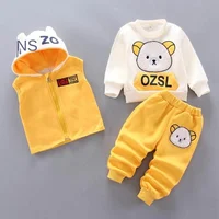 Ensemble de vêtements pour bébés garçons et filles, polaire Tricken, vêtements d'extérieur à capuche, hauts et pantalons, tenues 3 pièces, Costume chaud pour enfants en bas âge 6