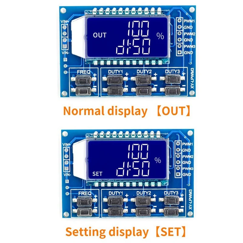 3 Channel PWM Pulse Generator Adjustable Frequency Square Wave Rectangular Wave Signal Generator Module 2Pcs