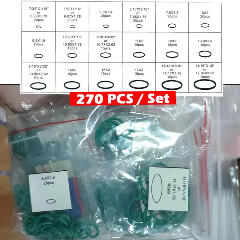 Kit O-ring In Gomma 270 Pezzi Per Auto R134A – Guarnizioni Per Climatizzatore, Resistenti Da -40°C A 150°C, Con Custodia