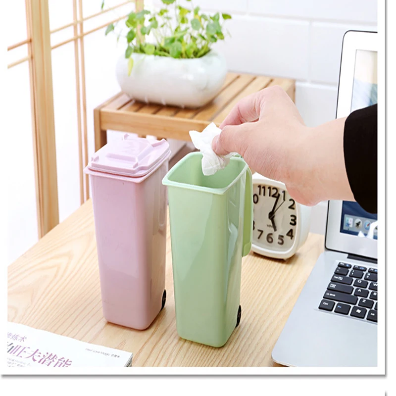 Mini plastic desktop trash can, creative multifunctional pen holder desktop garbage sorting trash can