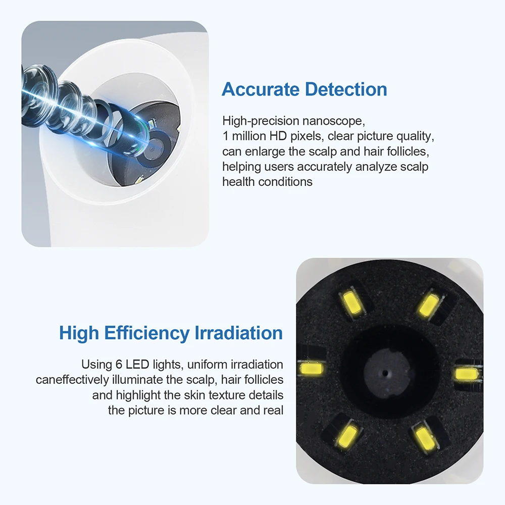 500W HD Skin Analyzer Hair Follicle Detector Scalp Tester Analysis Microscope 1 Million Pixel For Diagnosis Skin Care Tools