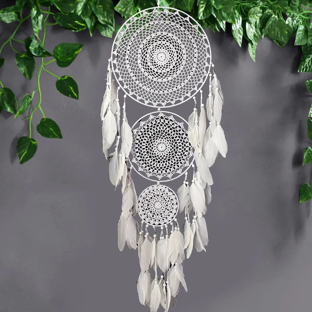 

Sale Catcher Feathers Dreamcatchers Retro Rings Wall Dream Hanging Catchers Decoration New Home Three