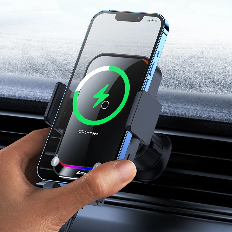 Baseus car headrest phone holder with built-in 15 W Qi wireless charger  black (WXHZ-01) - B2B wholesaler.hurtel.com