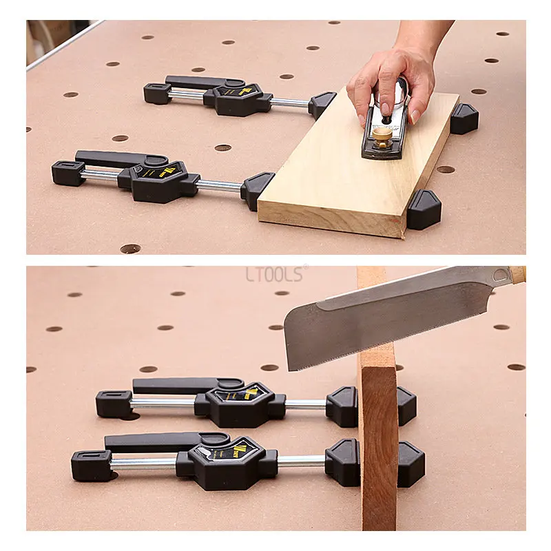 Workbench Dog Holes Quick Acting Hold Down Clamp Adjustable Fast Fixed Clip Fixture for Woodworking Benches 19/20MM Hole Tool