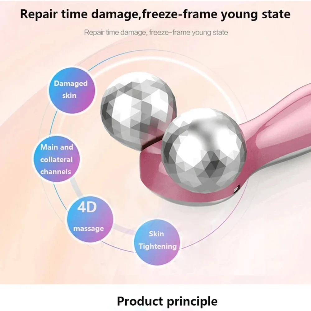 4D Face Massager Roller Microcurrent Vibration Facial V Lifting Massage Devices Beauty Skin Care Tool For Neck Eye Body