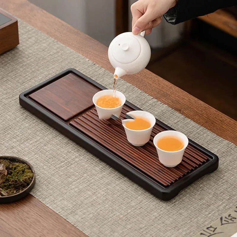 

Minimalist SquareTea Tray Bamboo Hand Made Living Room Tea Ceremony Household Tea Tray Rectangle Cute Plateau Home Decorationgs