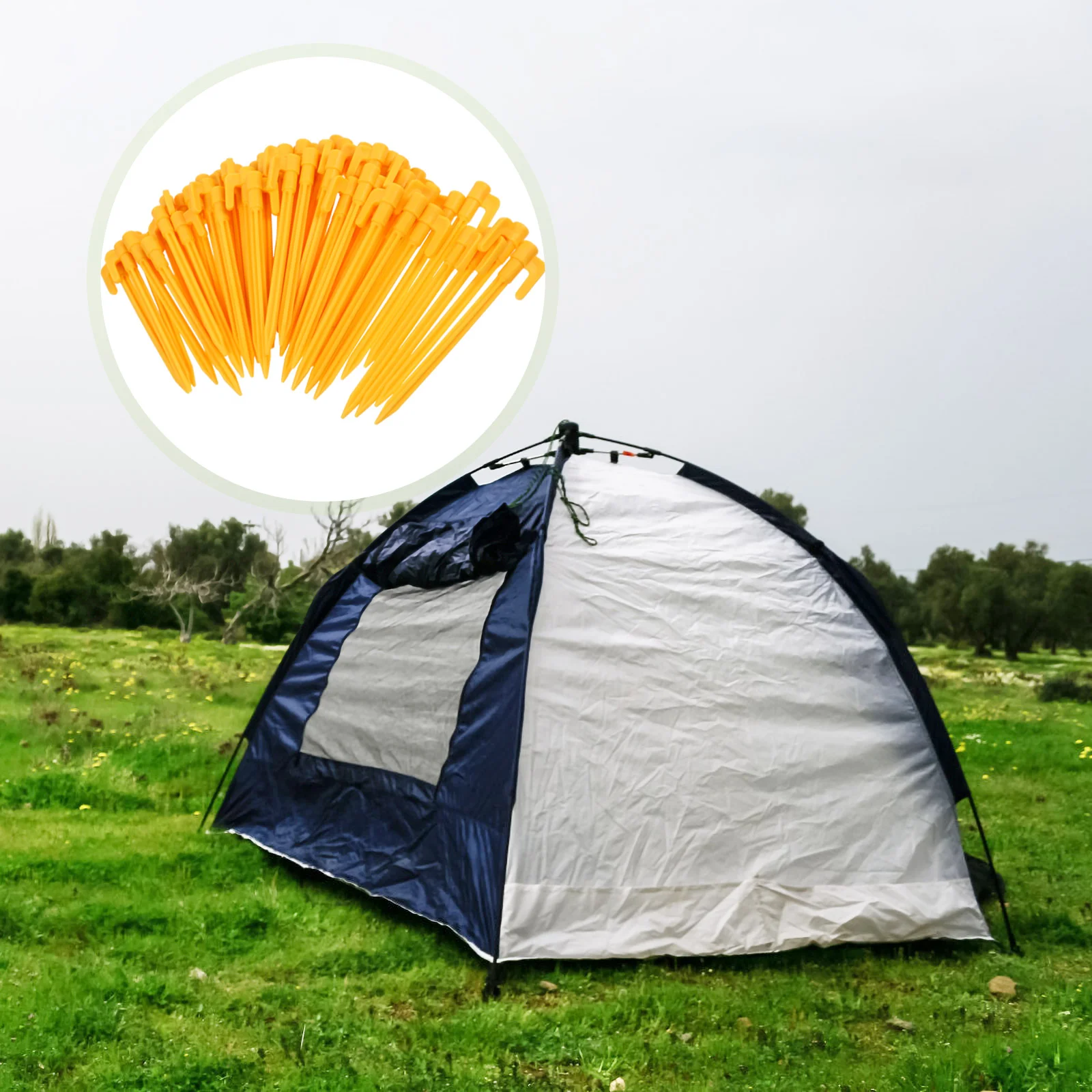 50 Pcs Plastic Tent Stakes for Sand Ground to Stake Awning or Tent 2