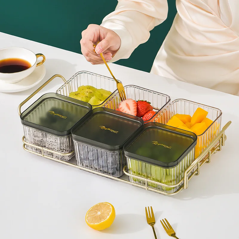 

Light Luxury Dry Fruit Tray Household Living Room End Table Divider With Lid Melon Seeds Snack Fruit Tray Candy Nut Storage Box