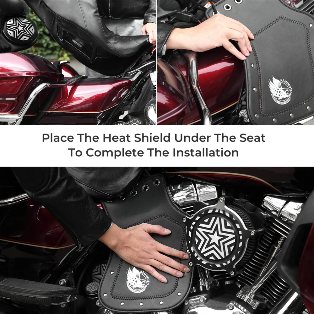 Black Leather Heat Saddle Shield Deflector For Kawasaki Sportster