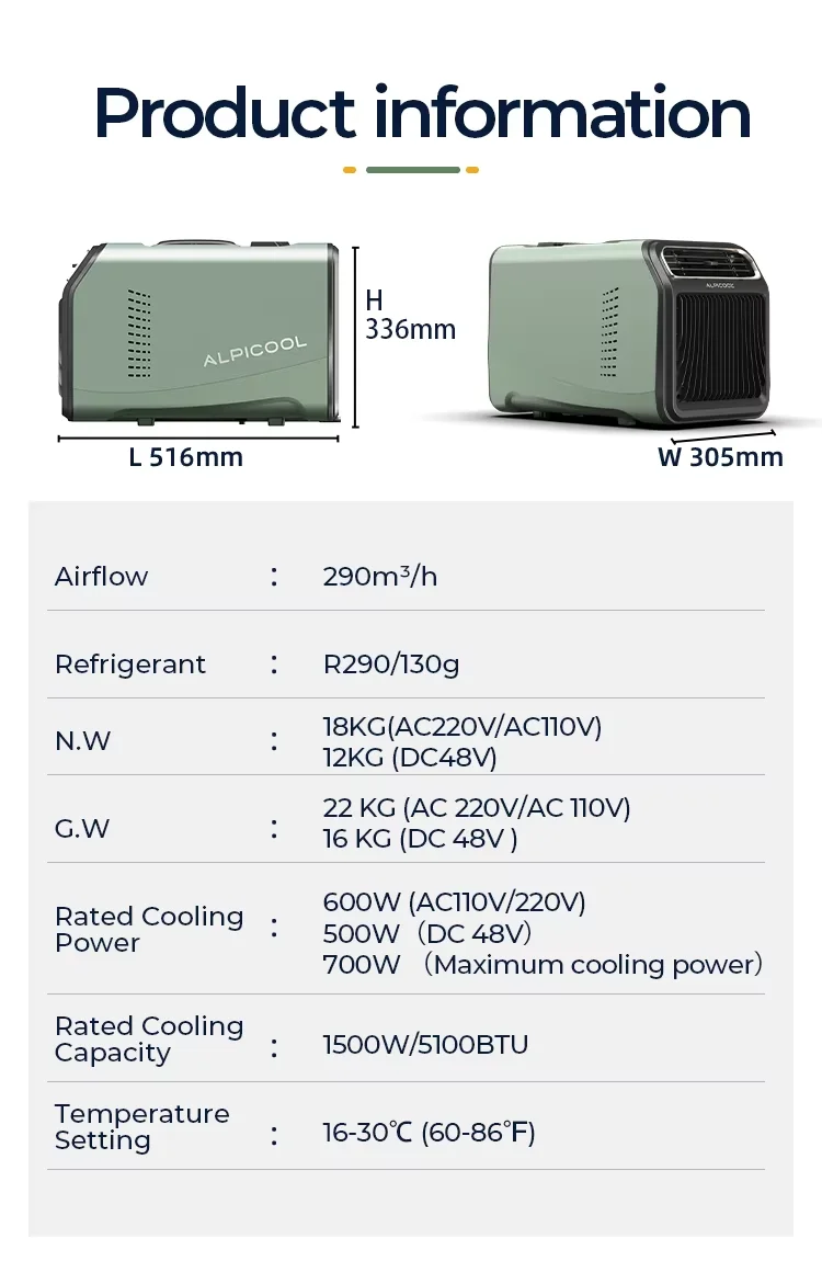 Description Picture 6 of itemCamping Air ConditionerAlpicool YA01-AC 110V Easy Carry Portable Mini Size Tent Camping Air Conditioner New For Outdoor Home Use