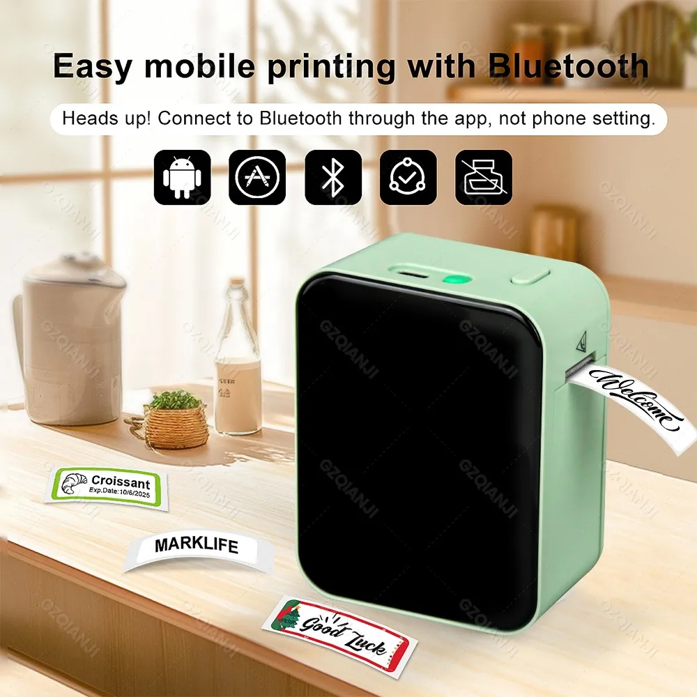 Mini Smart Thermal Label Printer P15 D110 Bluetooth Inkless Sticker Maker Printer To Gift/Diy Creative/Marking For School Office