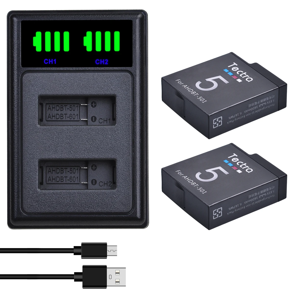 Per Gopro Hero 5 Hero 6 Hero 7 Black Battery + Led Usb Dual Charger Set Per Go Pro Hero Gopro Hero 5 Hero 6 Hero 7 Action Camera