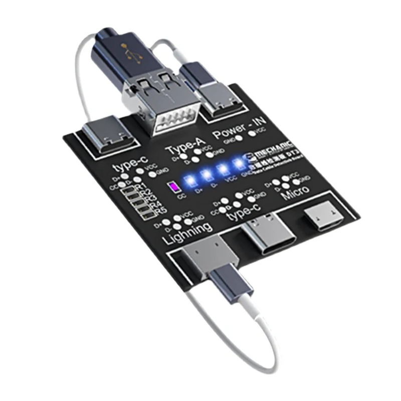 

2X плата обнаружения кабеля данных DT3, тестер USB-кабеля для IOS, Android, Type-C, инструмент тестовой платы переключения и выключения короткого замыкания