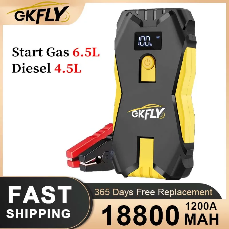 GKFLY 2000A Car Jump Starter Automotive Battery Charger 12V Car Starter Portable Power Bank 18800mAh Powerful Booster