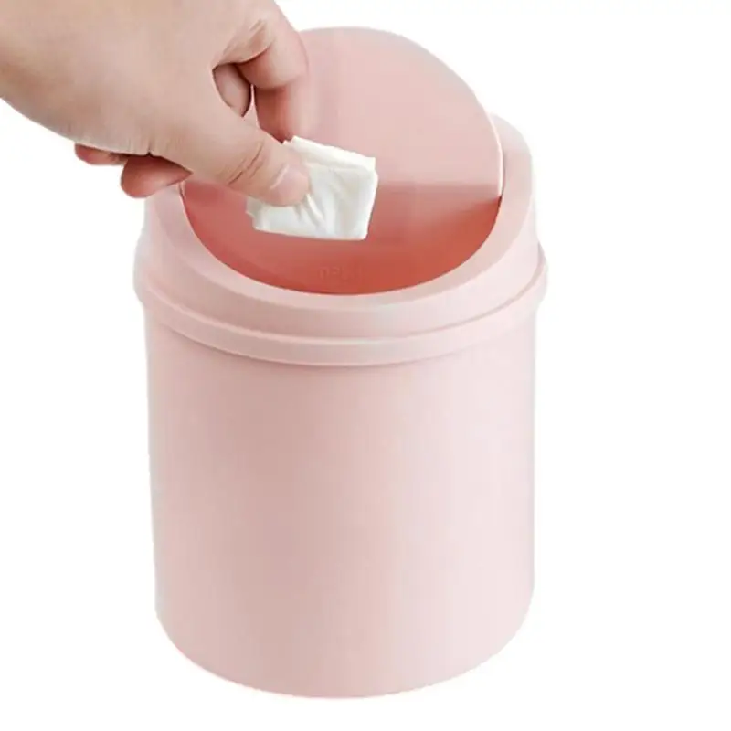 

Mini Desktop Bin Small Trash Can Tube With Cover Tiny Plastic Waste Bin Trash Garbage Can Clean WorkspaceHome Desk Dustbin