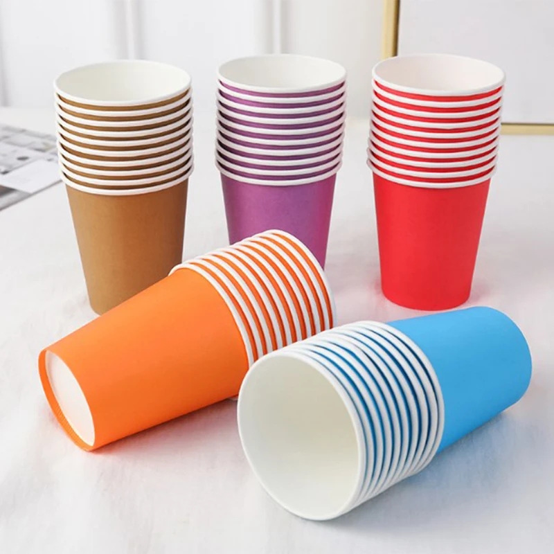 Party Supplies Disposable Tableware 10PCS 9oz 250ml Solid Thick Paper Cup Wedding Birthday Party Holiday