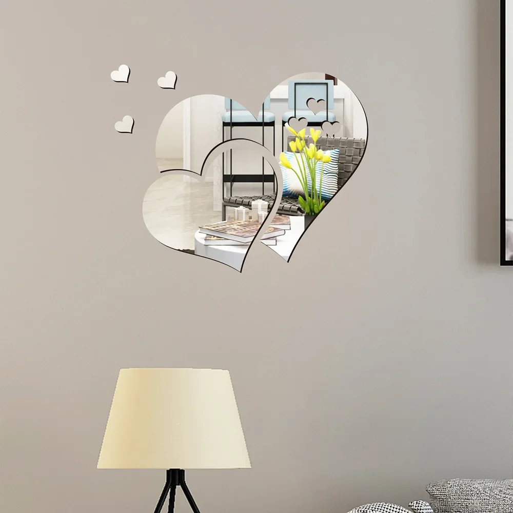 Acrylic Wall Stickers Europe Style Hearts Fashion DIY Decals for Wedding Background Decoration Mirror Ornament wall sticker mirror wall sticker acrylic wall sticker