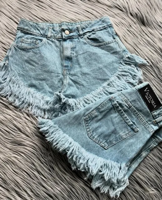 Summer New Fringed Burr High Waist Washed A Word Denim Shorts Female Y2K High Street Retro Korean Fashion Joker Slim  Jeans 1