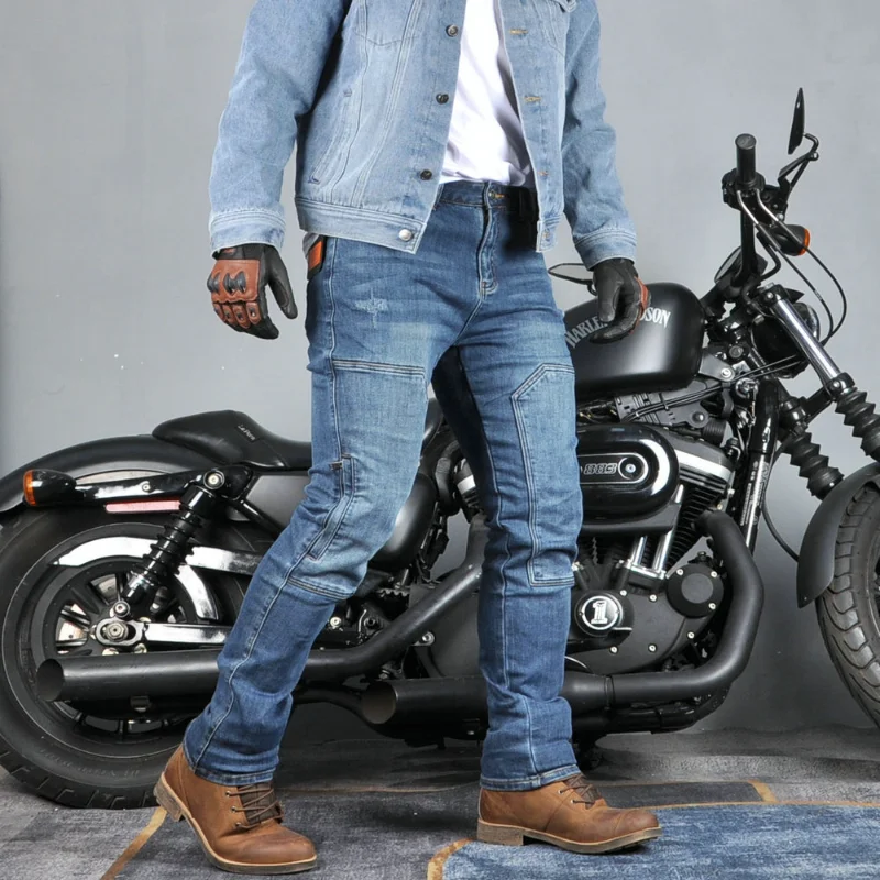 VOLERO 오토바이 청바지 남성 캐주얼 작업복 스트레치 레트로 오토바이 라..