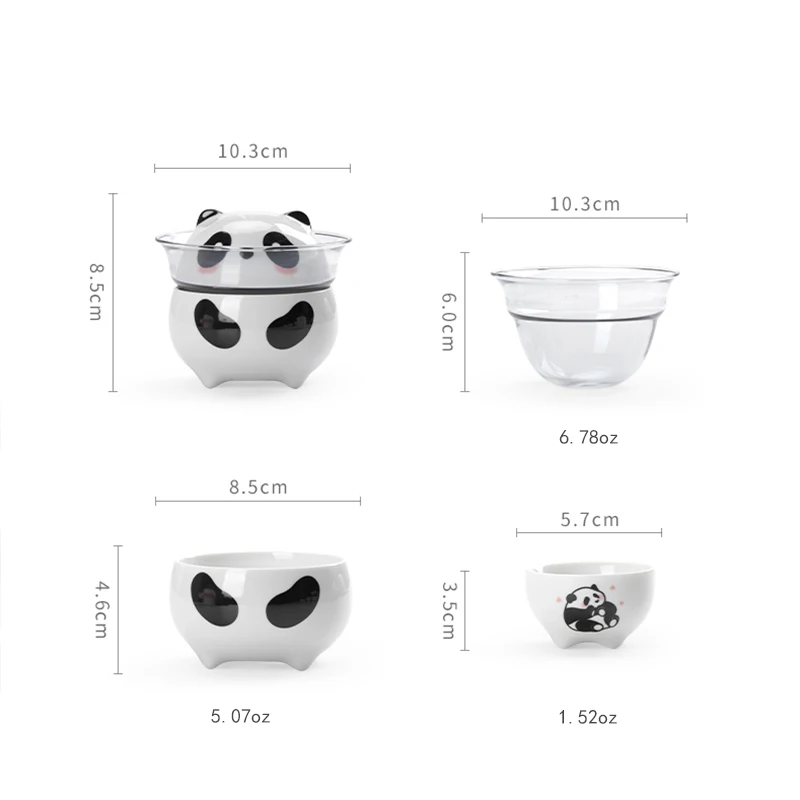 1 set of Panda portable travel tea set, outdoor travel single tea maker, simple camping instant cup, portable cup