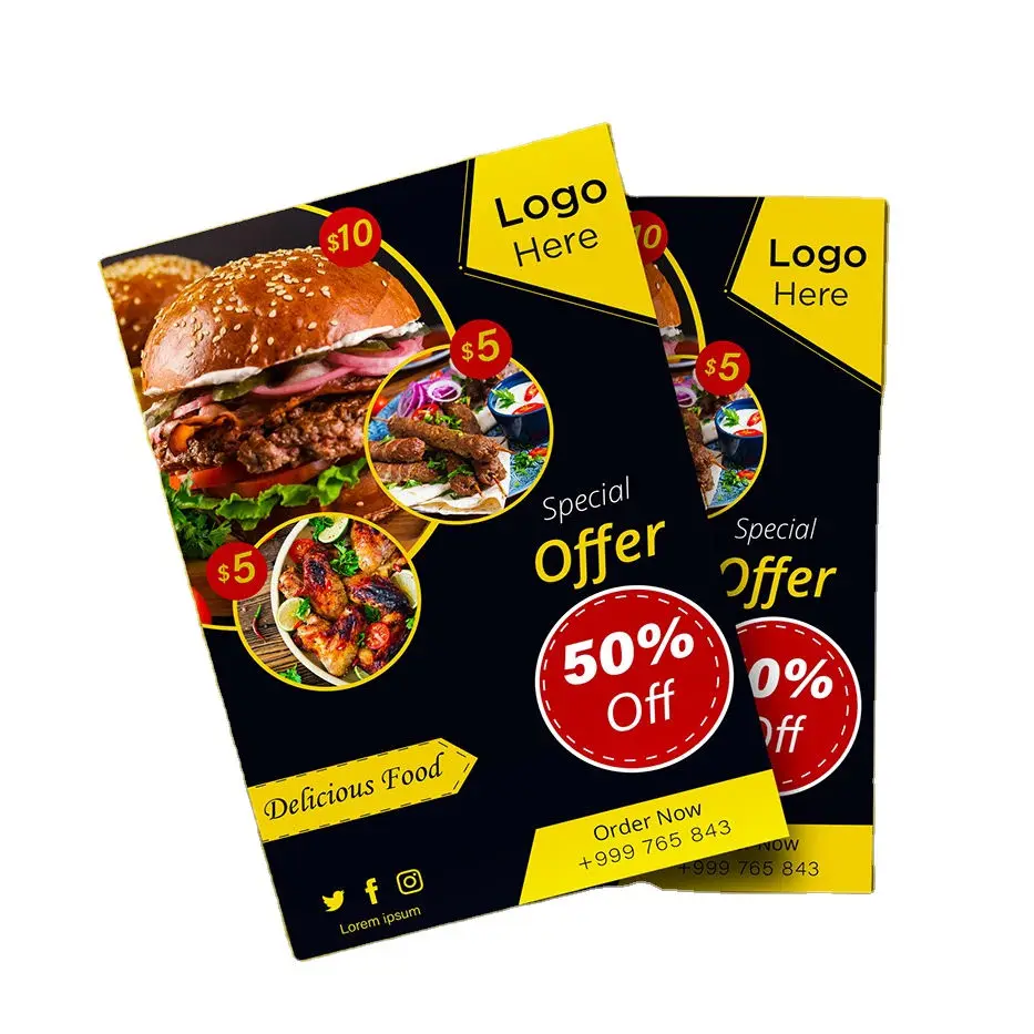 Papel Revestido Personalizado Impressão a Cores Dupla Face Design Livre Flyer 157gsm 100 Pcs - Imagem 6