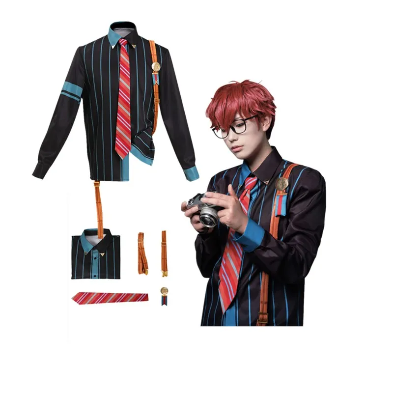 

Amagi Hiiro Cosplay Ensemble Stars Costume Shirt Men Necktie Belt Outfits Halloween Carnival Suit
