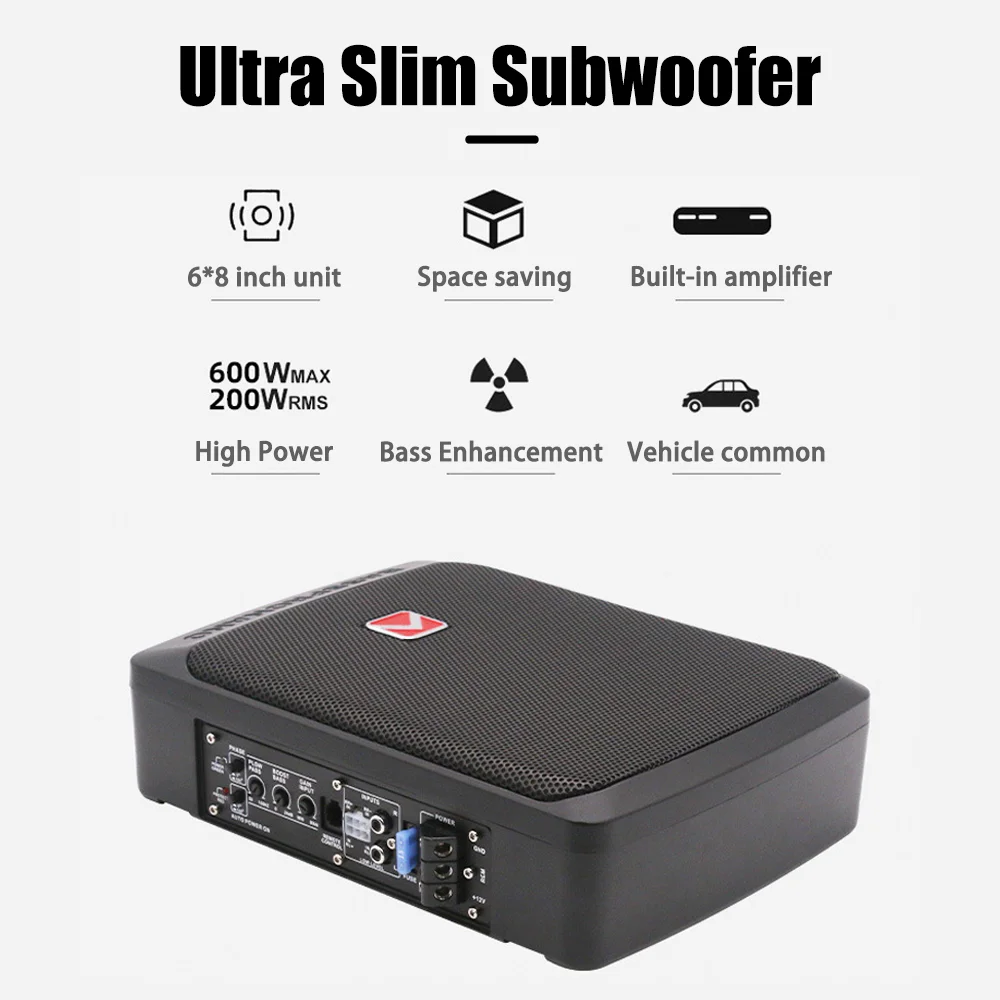 6*8 Inch Ultra-Thin Car Subwoofer RMS 200W Active High Power - Technical View
